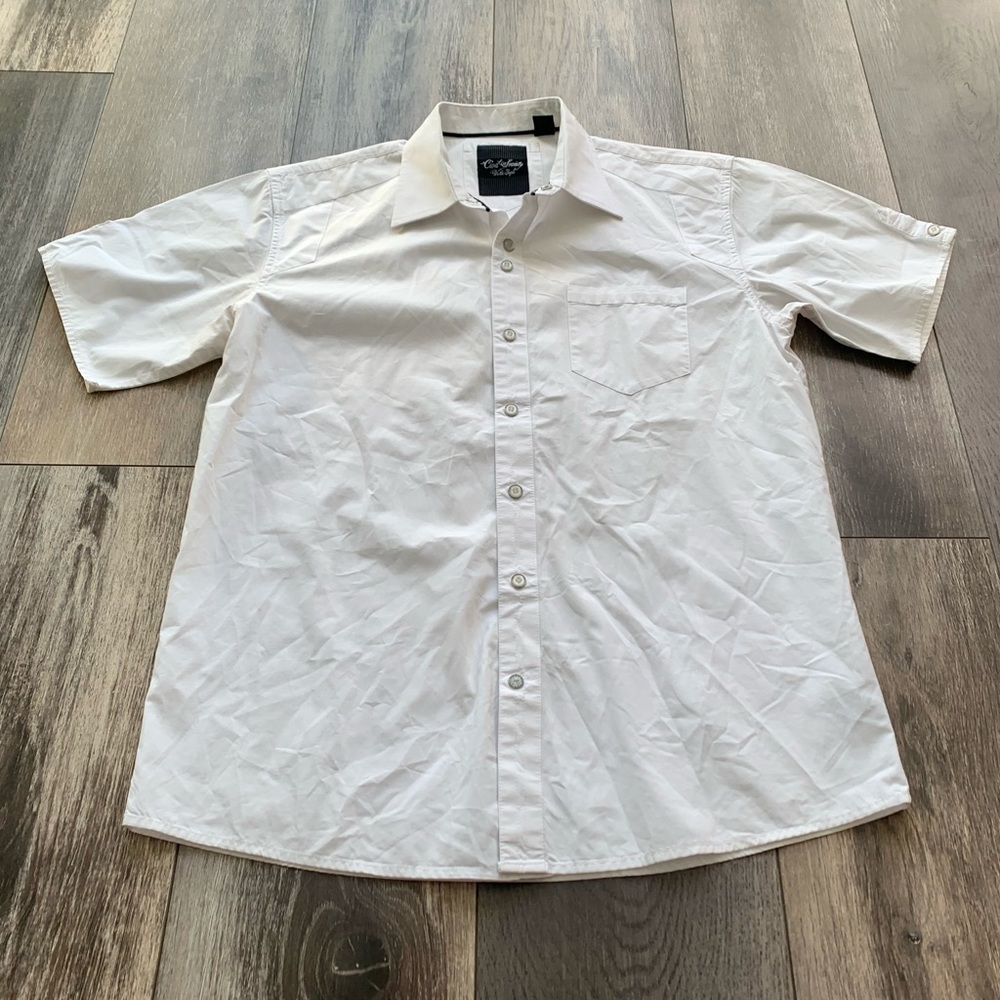 Civil Society White Collared Shirt w/ Snaps Size M Short Sleeve